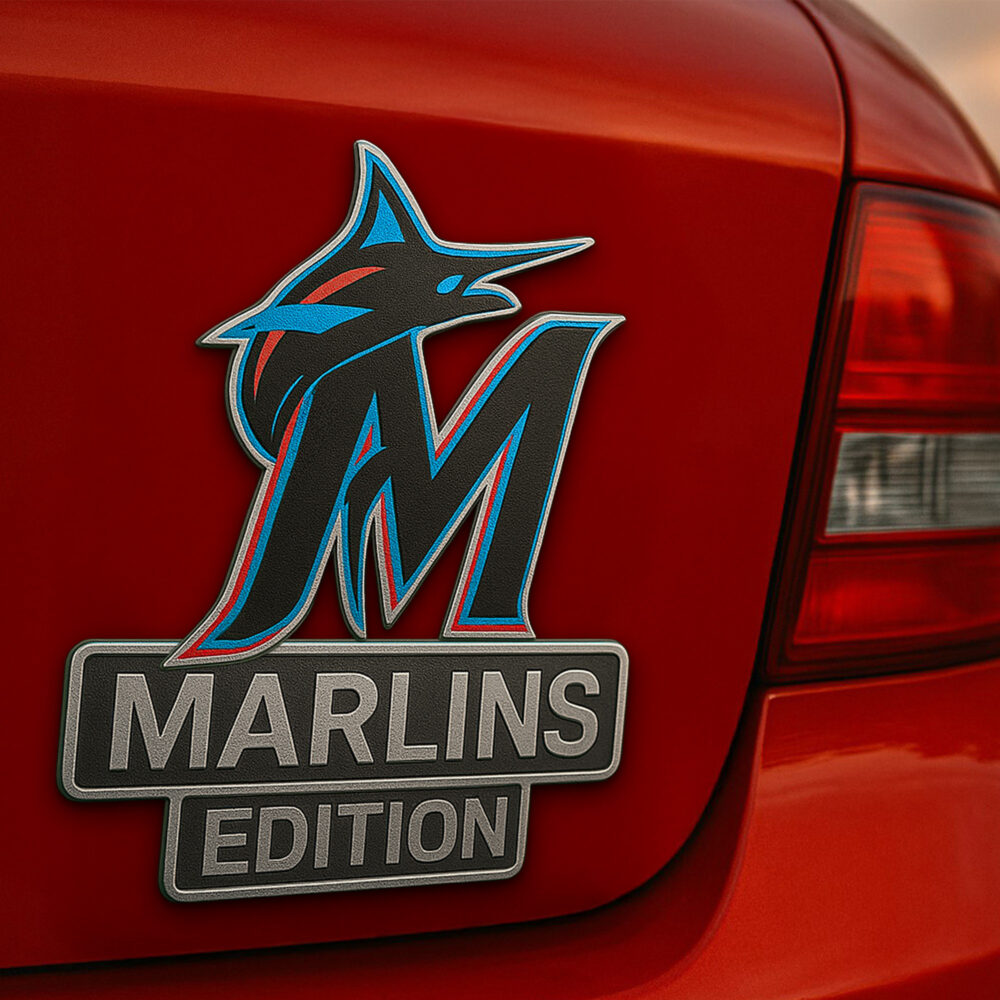 Miami Marlins | Premium 3D Car Name Badge HI - 10*4*0.15cm
