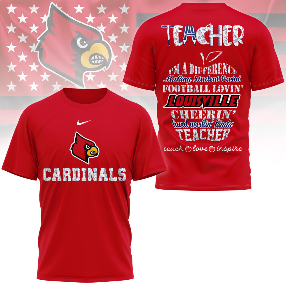 Louisville Cardinals | Premium Teacher Pride 3D Shirt - XL, Red