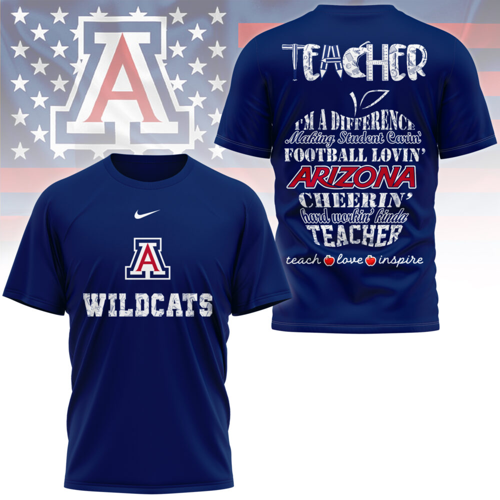 Arizona Wildcats | Premium Teacher Pride 3D Shirt - 5XL, Blue