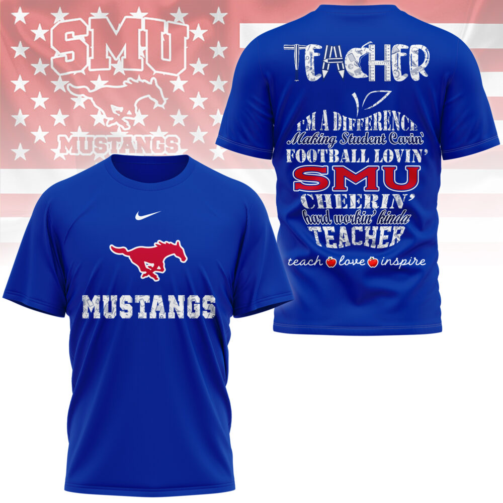 SMU Mustangs | Premium Teacher Pride 3D Shirt - 2XL, Blue