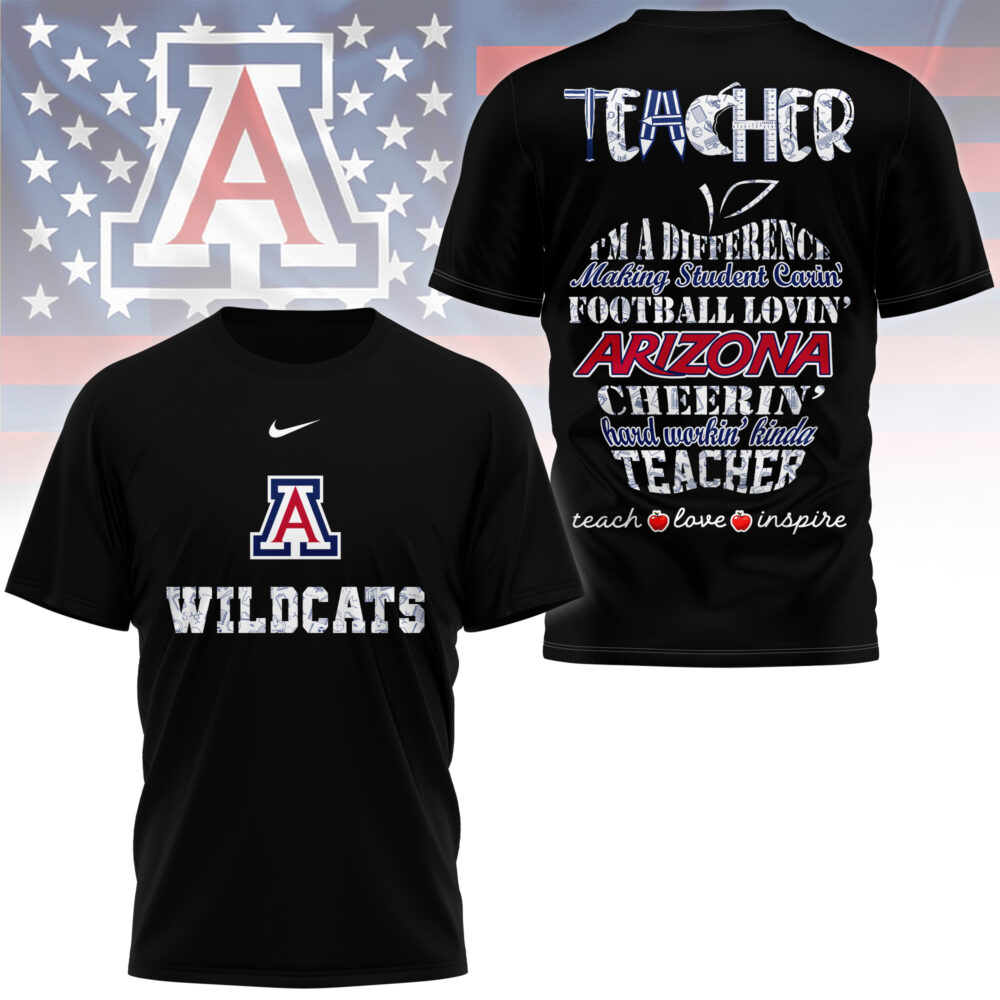 Arizona Wildcats | Premium Teacher Pride 3D Shirt - L, Black