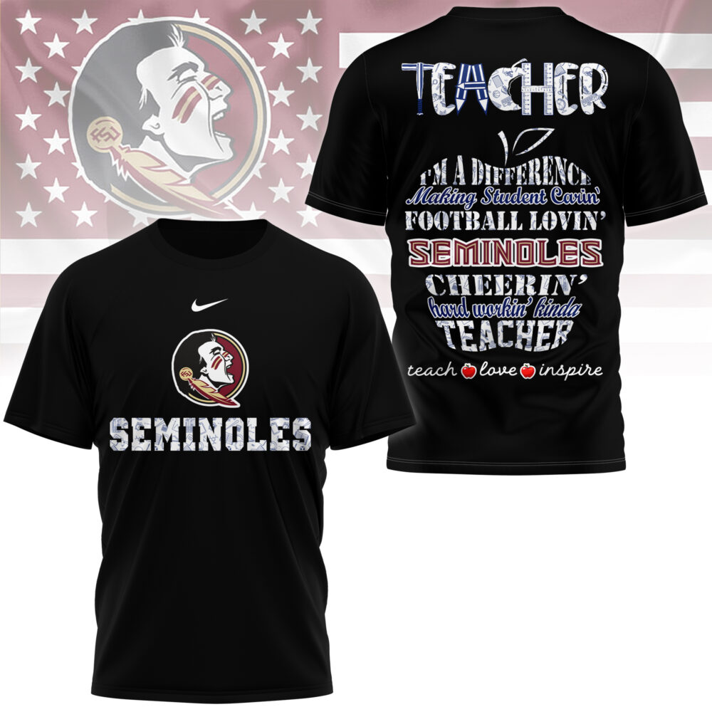 Florida State Seminoles | Premium Teacher Pride 3D Shirt - 2XL, Black