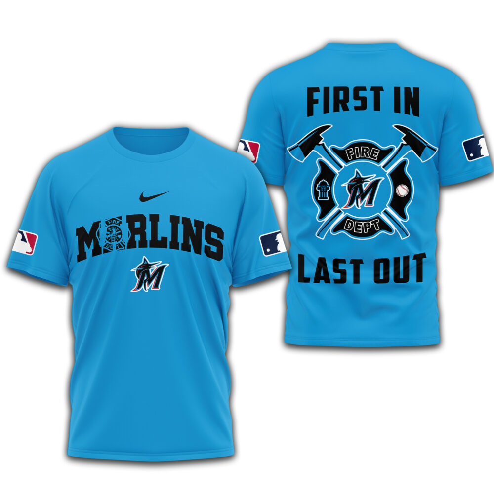 Miami Marlins | Premium Fire Fighter 3D Shirt TD - Blue, XL