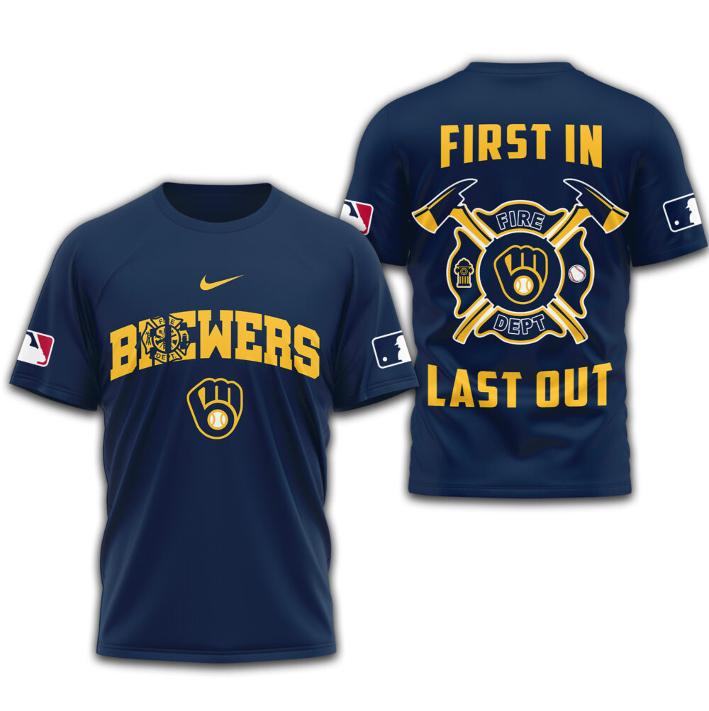 Milwaukee Brewers | Premium Fire Fighter 3D Shirt TD - Blue, 4XL
