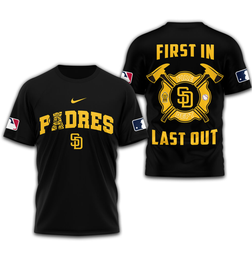 San Diego Padres | Premium Fire Fighter 3D Shirt TD - Black, 4XL
