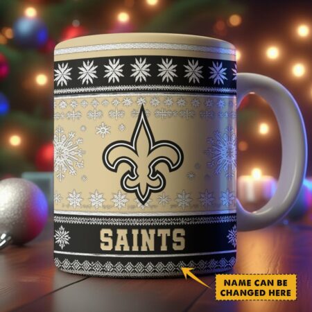 New Orleans Saints | Premium NFL Christmas Ceramic Mug Custom Name