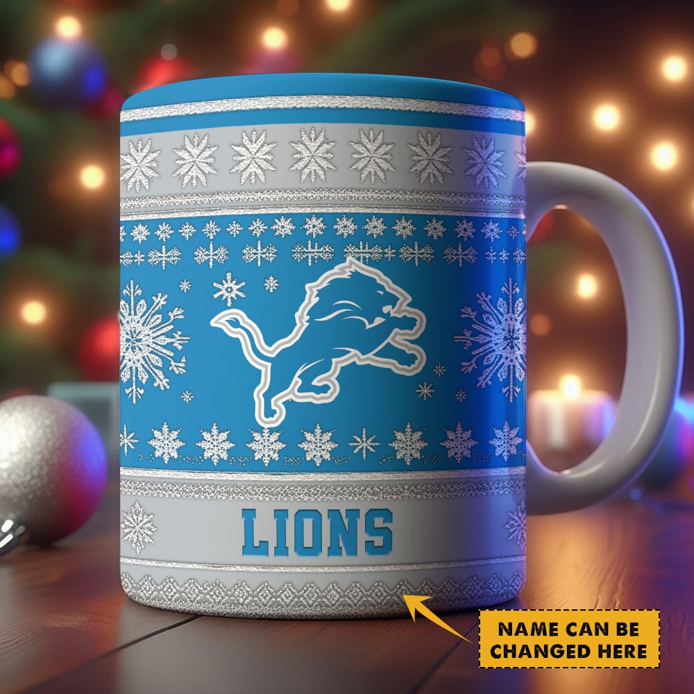 Detroit Lions | Premium NFL Christmas Ceramic Mug Custom Name