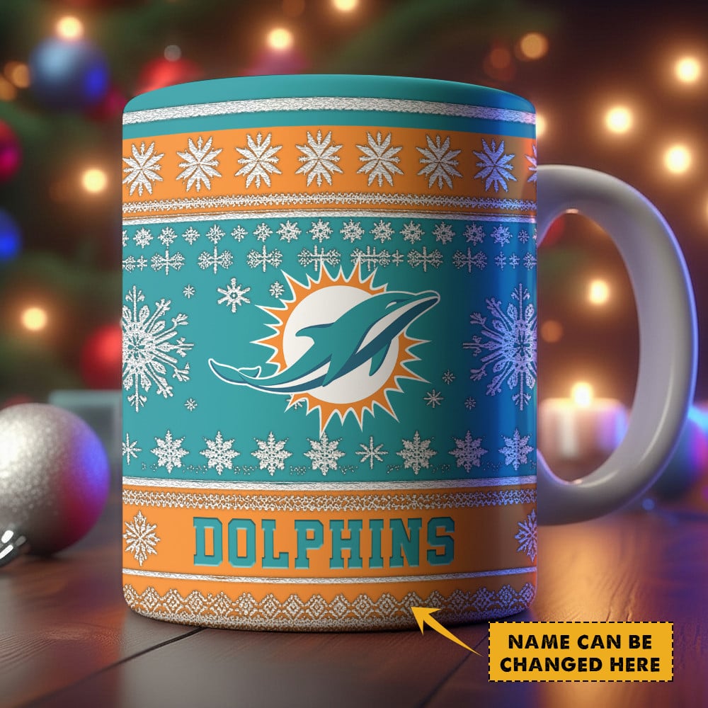 Miami Dolphins | Premium NFL Christmas Ceramic Mug Custom Name