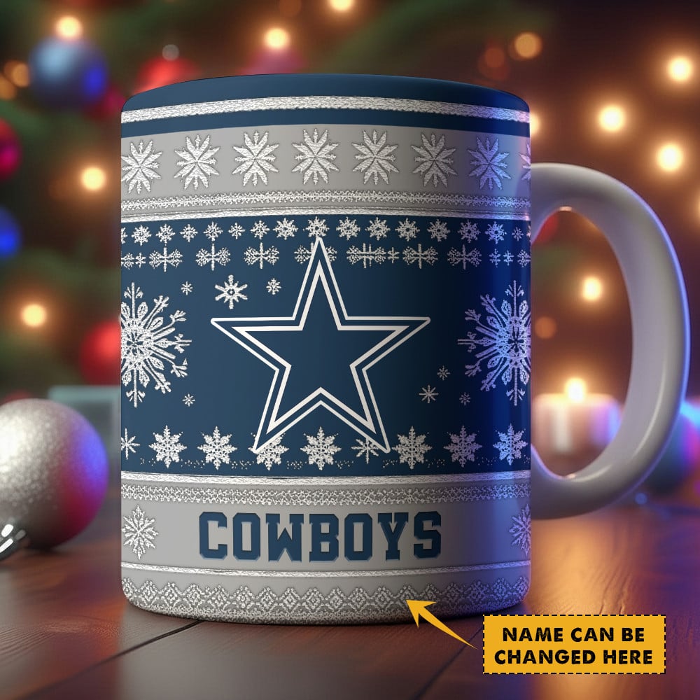 Dallas Cowboys | Premium NFL Christmas Ceramic Mug Custom Name