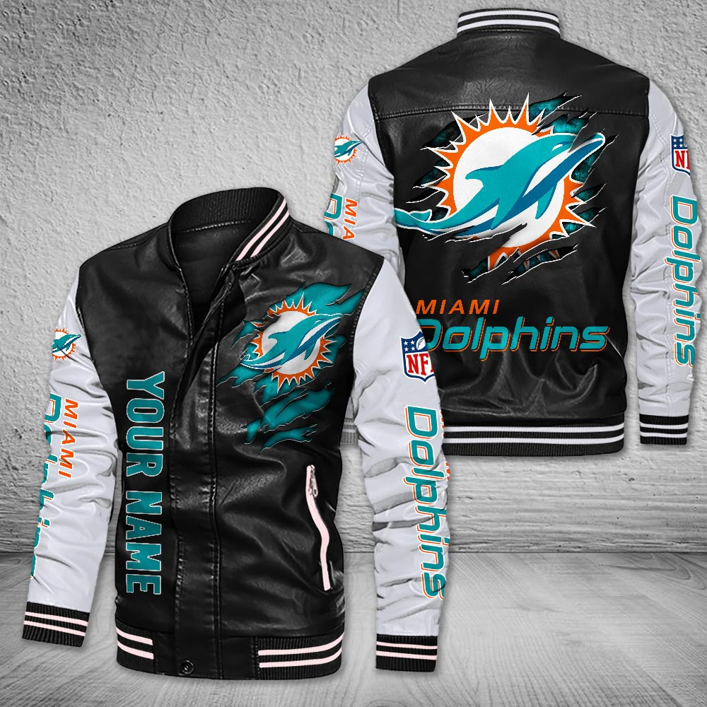 Miami Dolphins | Premium NFL Leather Boomber Jacket