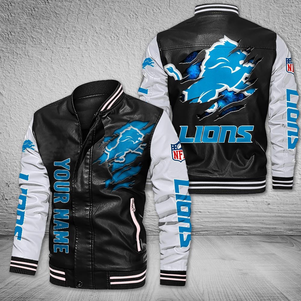 Detroit Lions | Premium NFL Leather Boomber Jacket