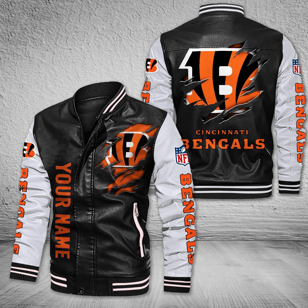 Cincinnati Bengals | Premium NFL Leather Boomber Jacket