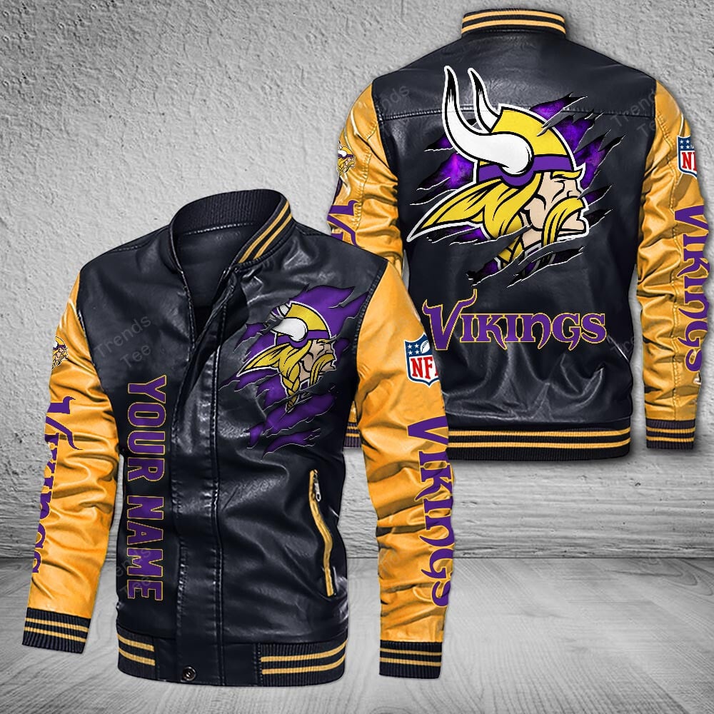 Minnesota Vikings | Premium NFL Leather Boomber Jacket