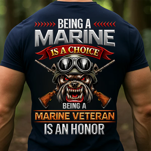 USMC MARINE VETERAN T-SHIRT ? MILITARY BULLDOG AND RIFLES DESIGN